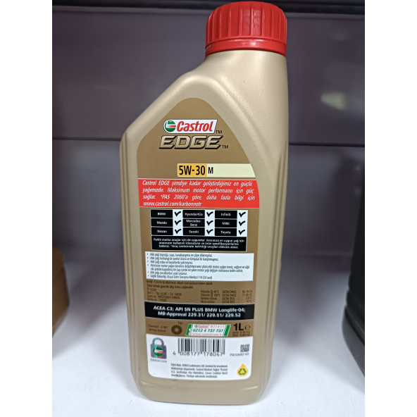 Castrol Edge M 5w-30 1 lt x 12 adet (koli) Tam Sentetik 2025 üretim - 2