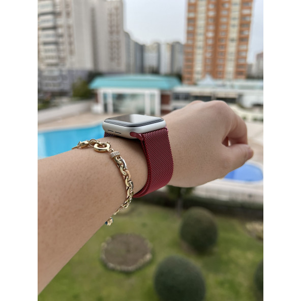 Apple Watch Kordon Kırmızı Hasır Kordon 38-40-41 mm (Unisex)
