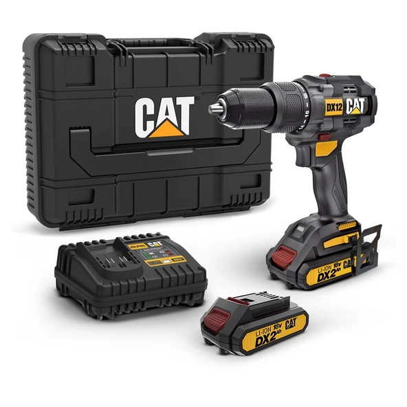 CAT DX12 18Volt/2.0Ah Li-ion Çift Akülü Kömürsüz Profesyonel Şarjlı Darbeli Matkap - 6