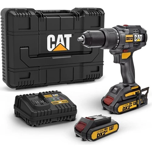 CAT DX12 18Volt/2.0Ah Li-ion Çift Akülü Kömürsüz Profesyonel Şarjlı Darbeli Matkap