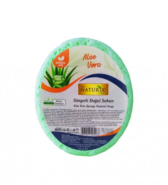 Naturix Doğal Süngerli Sabun Aloe Vera Özlü 150 gr
