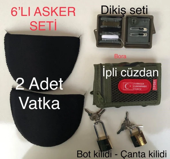 Asker 6 Adet Set Bot Kilidi Çanta Kilidi Cüzdan 2 Adet Vatka Diki