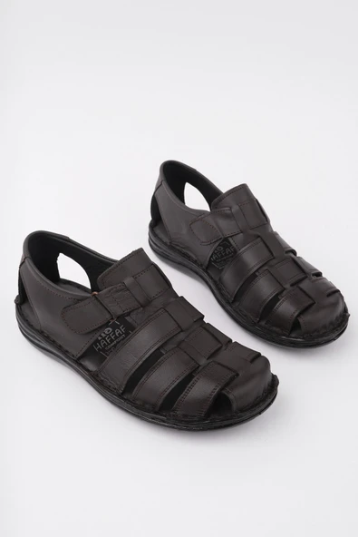 Muggo Edinburg Garantili Erkek Günlük Hakiki Deri Rahat Yumuşak Taban Ortopedik Sandalet - 8