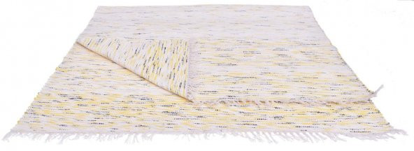Kustulli Setenay El Dokuması Penye Kilim Sarı/Beyaz100x200 cm K0673 (S1/R15)