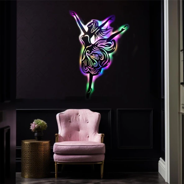 Veraart Işıklı Kadın ve Dans Temalı Tablo Alina Balerin Dekoratif Tablo Gece Lambası 80 cm - 6