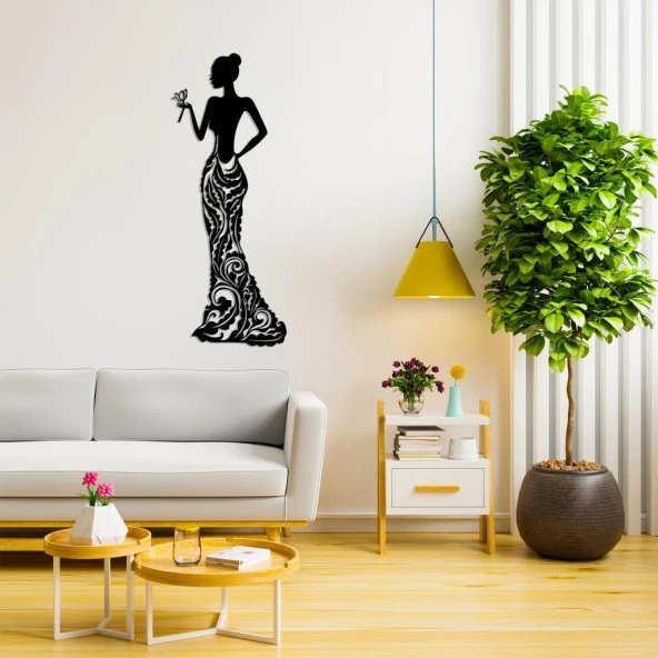 Veraart Işıklı Çiçekli Kadın Temalı Tablo Bloom Dekoratif Gece Lambası 85 cm - 4