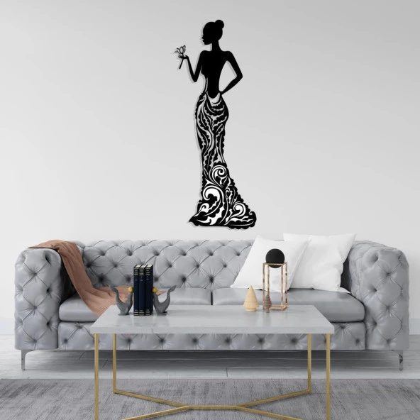Veraart Işıklı Çiçekli Kadın Temalı Tablo Bloom Dekoratif Gece Lambası 85 cm - 12