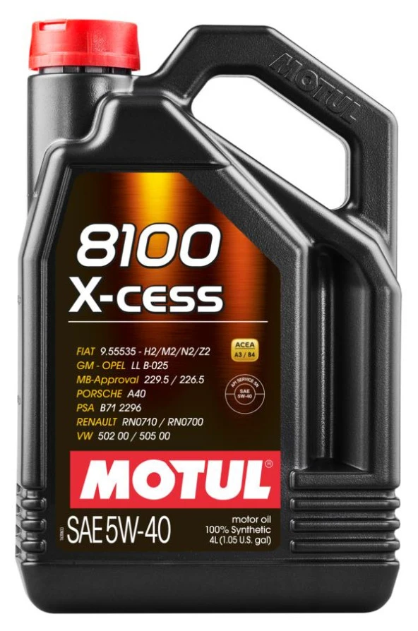 Motul 8100 X-Cess 5W-40 Tam Sentetik Motor Yağı 4 L