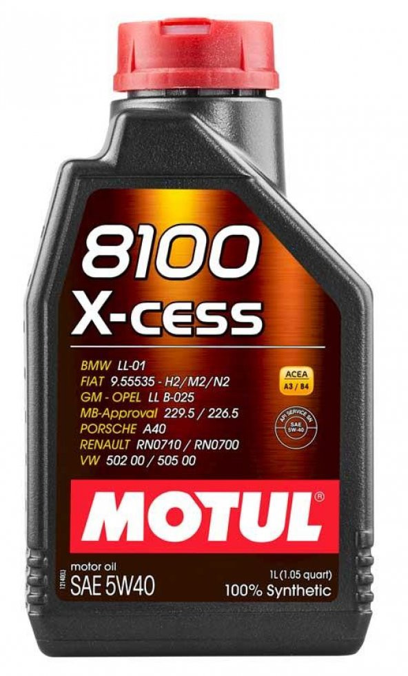 Motul 8100 X-Cess 5W-40 Tam Sentetik Motor Yağı 1 L