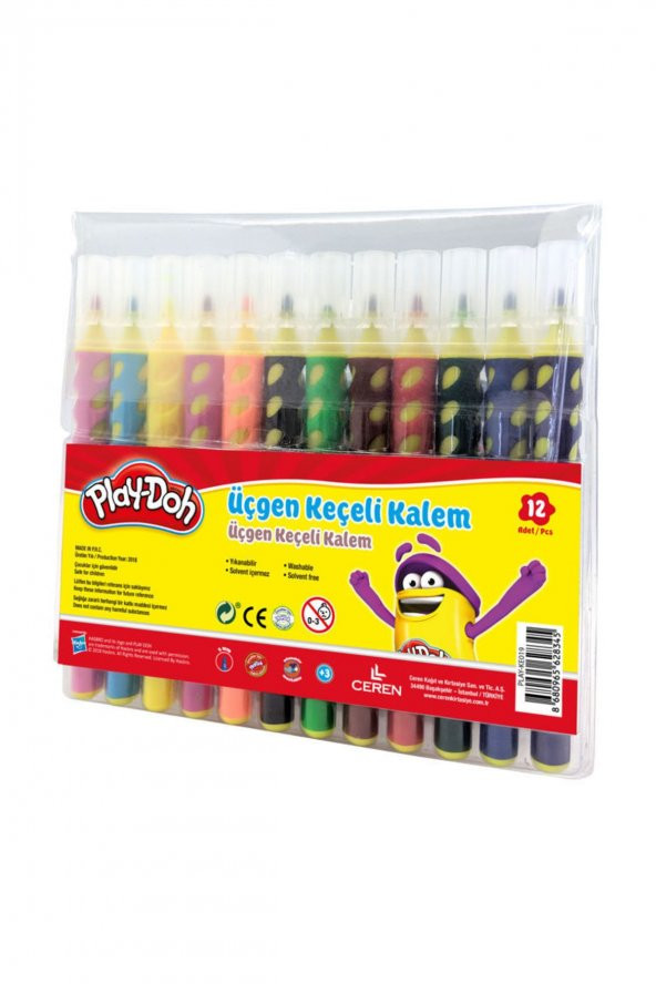 Play-Doh 12 Renk Üçgen Fırça Uçlu Kalem Pp Kutu