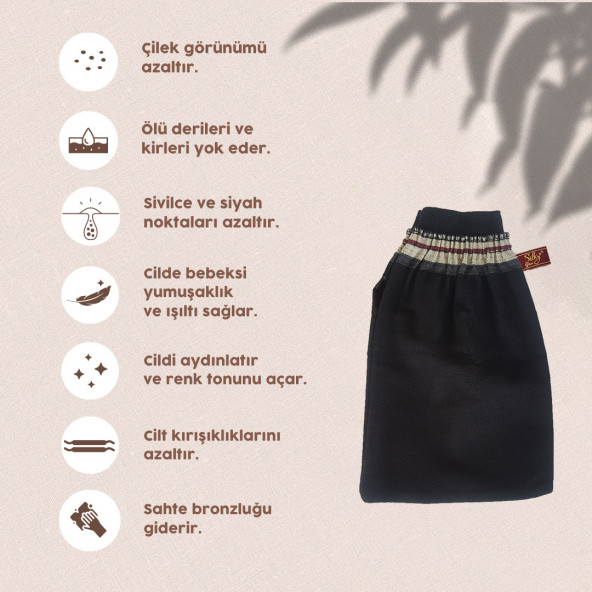 Silky Glows Hamam Vücut Kesesi - Siyah (Vegan & Krep) - 5