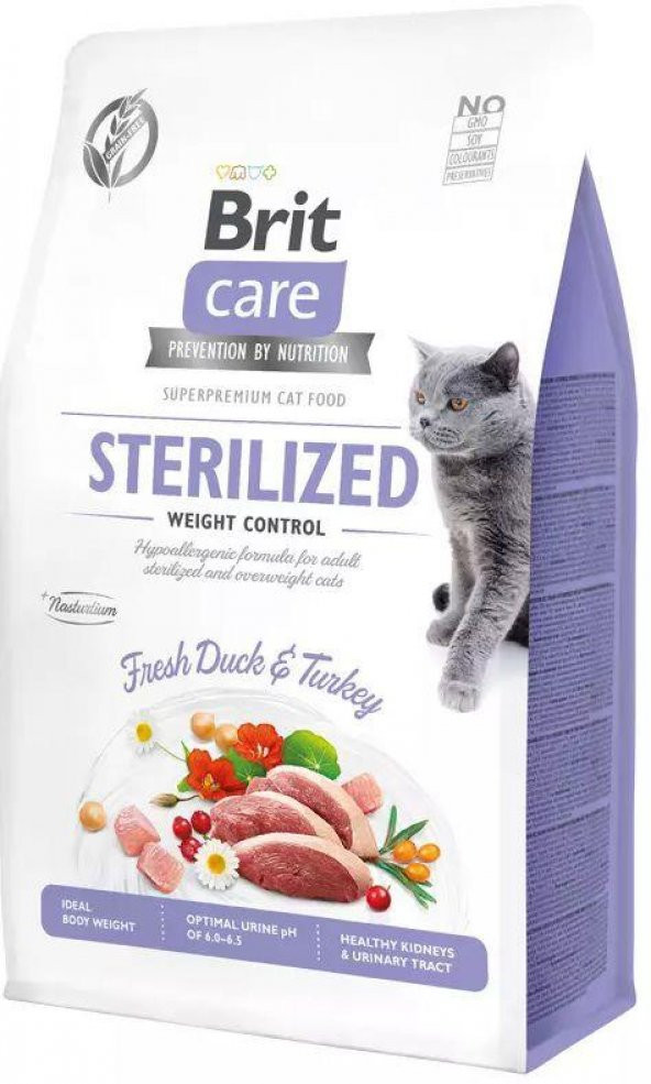 Brit Care Tahılsız Ördekli Kilo Kontrolü için Kısırlaştırılmış Kedi Maması 7 Kg