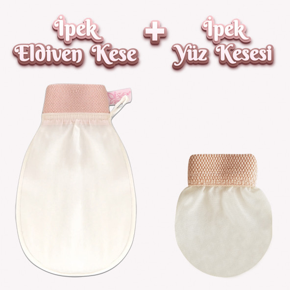 Silky Glows Koza İpeği & Floş (Floş İpeği) Çok Hassas Ciltlere Özel Vücut & Yüz Kese Seti