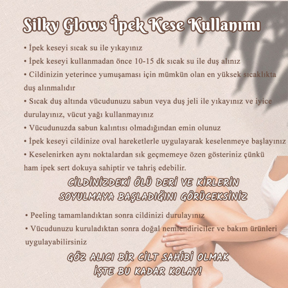 Silky Glows Koza İpeği & Floş (Floş İpeği) Çok Hassas Ciltlere Özel Vücut & Yüz Kese Seti - 3