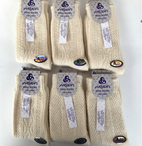 Doğal Yün Çorap 6 Adet Ekonomik Dokuma Yün Çorap Köy Çorabı -
