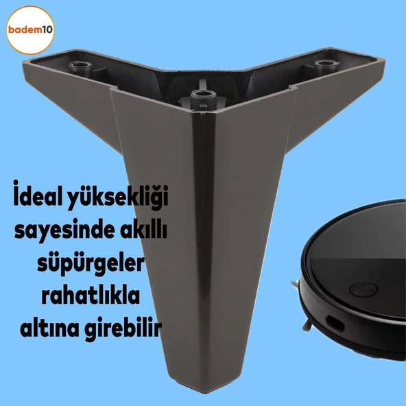 Sedir 6'lı Set Mobilya Tv Ünitesi Çekyat Koltuk Kanepe Destek Ayağı 12 Cm Siyah Baza Ayakları M8 - 7