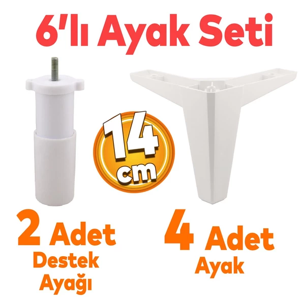 Sedir 6'lı Set Mobilya Tv Ünitesi Çekyat Koltuk Kanepe Destek Ayağı 14 Cm Beyaz Kanat 17 Ayakları ürün görseli