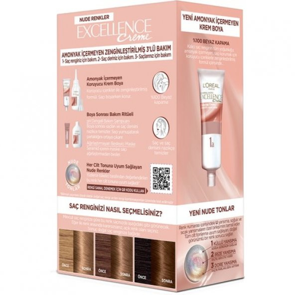 L’oréal Paris Excellence Creme Nude Renkler Saç Boyası – 7U Nude Kumral - 3