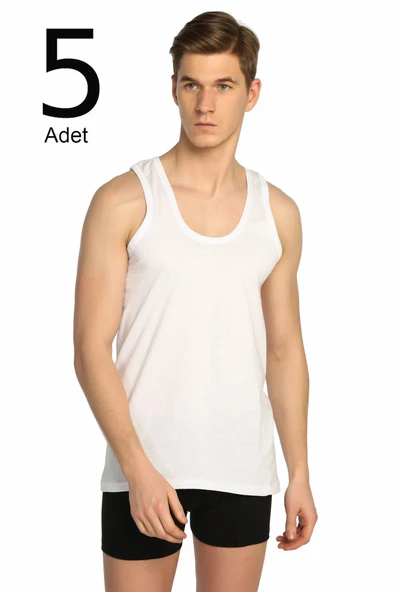 Tutku Erkek Askılı Beyaz 5 Adet Paket Klasik Atlet ürün görseli