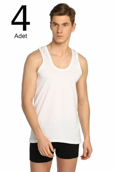 Tutku Erkek Askılı Beyaz 4 Adet Paket Klasik Atlet