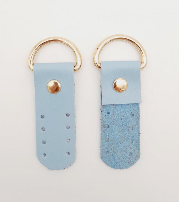 Angel Çanta Aksesuar Tek Kat Suni Deri Sapucu Böce Bebe Mavi Renk Light Gold Metalli - Resim 2