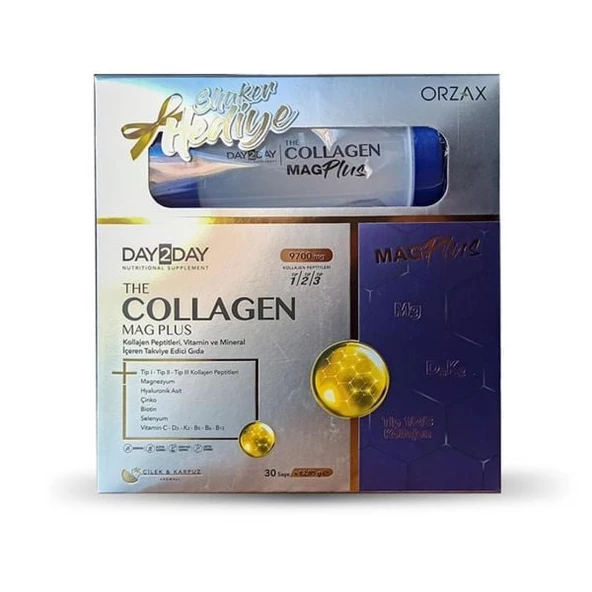 Day2Day Collagen Mag Plus Çilek Karpuz Aromalı 30 Saşe + Shaker Hediyeli