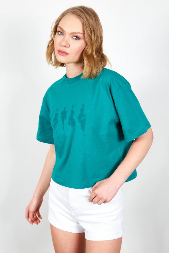 Benetton Arkası Baskılı Kadın T-Shirt