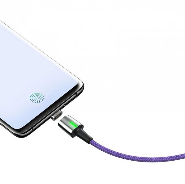 Baseus CATXC-A05 Zinc Magnetic USB Kablo Şarj USB Type-C Başlık 3.0A 1 m - Mor - 5
