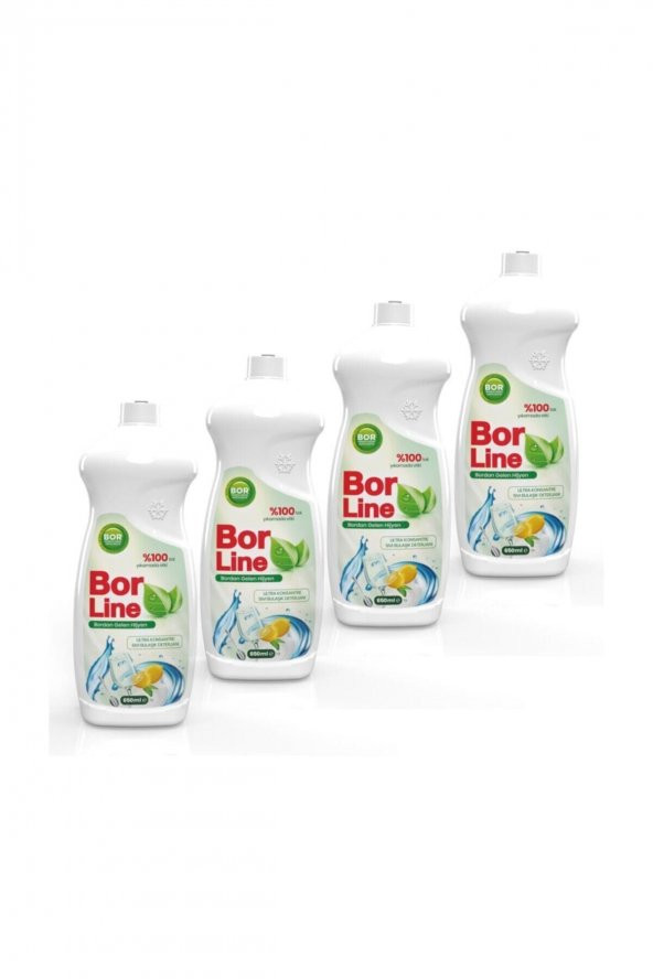 100 Yerli Üretim Bor Katkılı Bulaşık Deterjanı 650 Ml 4 Adet