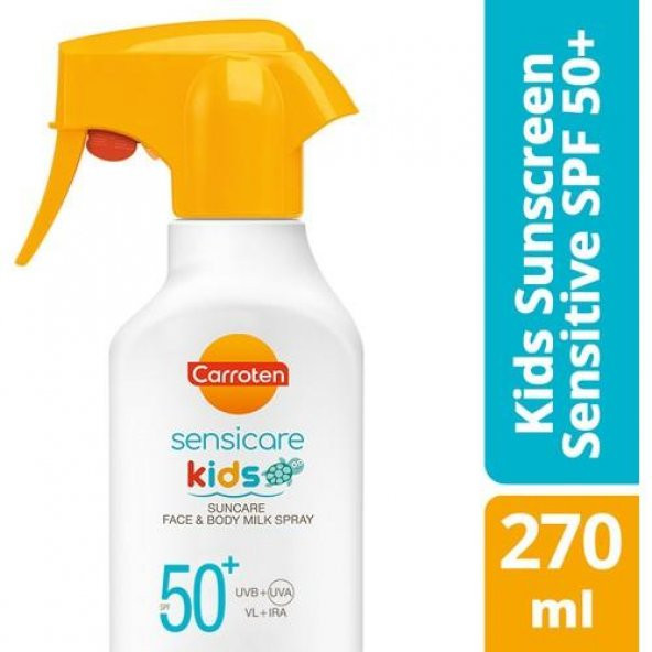 Carroten Kids Spf50 Yüksek Güneş Korumalı Yüz ve Vücut Çocuk Güneş Spreyi 270 ml
