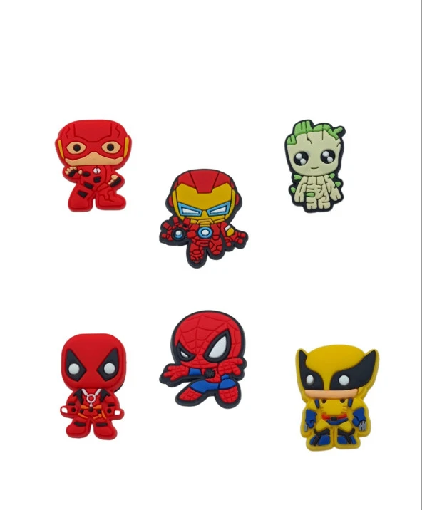 Güçlü Adımlar, Efsanevi Kahramanlar: Avengers Temalı 6'lı Terlik Süsleriyle Tarzınızı Gösterin