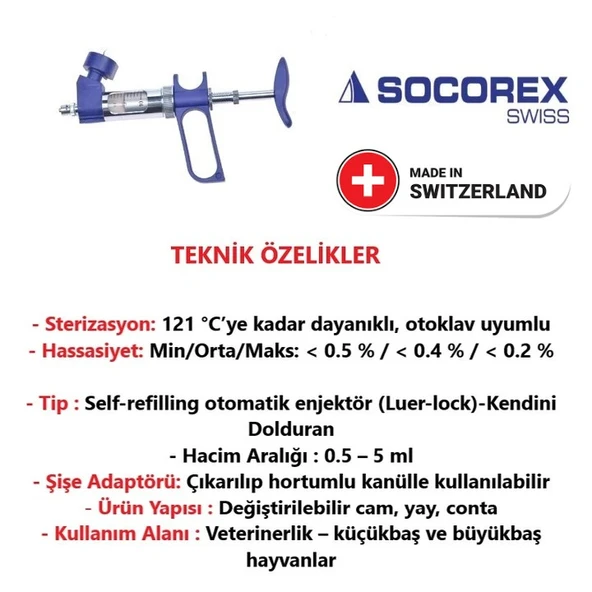 Socorex Rumi Otomatik Enjektör-Şişe Adaptörlü 0.5-5 ml - Resim 2