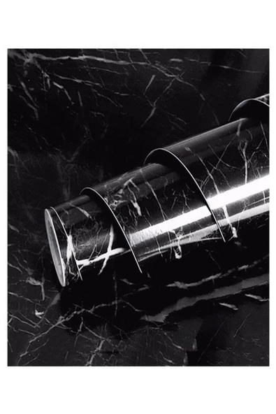 Horasan Ticaret Mermer Desenli Siyah Tezgah Arası Folyo Kaplama 5 Metre Tezgah Dolap Mutfak Kağıdı Yapışkanlı - 2