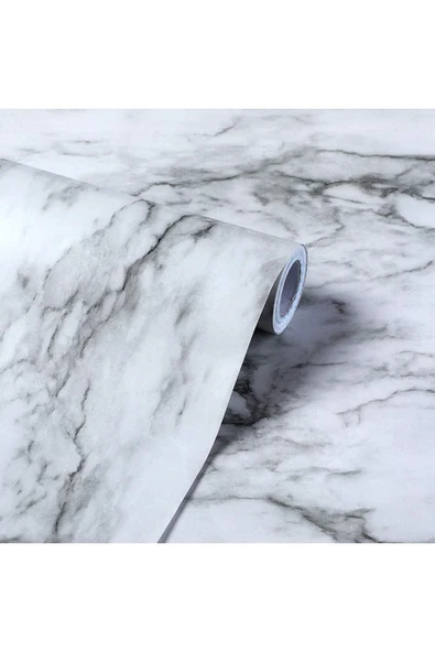 Horasan Ticaret Yapışkanlı Siyah Tonlu 5 M X 60 Cm Mermer Folyo Kaplama Kağıdı Mutfak Tezgah Dolap Banyo Masa