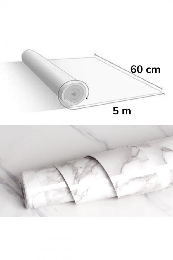5mt X 60 Cm Mermer Desenli Masa Tezgah Mutfak Su Geçirmez Yapışkanlı Folyo Sticker - 2