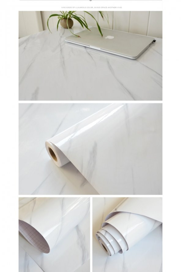 5 Mt Mermer Desenli Kendinden Yapışkanlı Su Geçirmez Tezgah Masa Mutfak Banyo Dekor Folyosu Sticker - 2