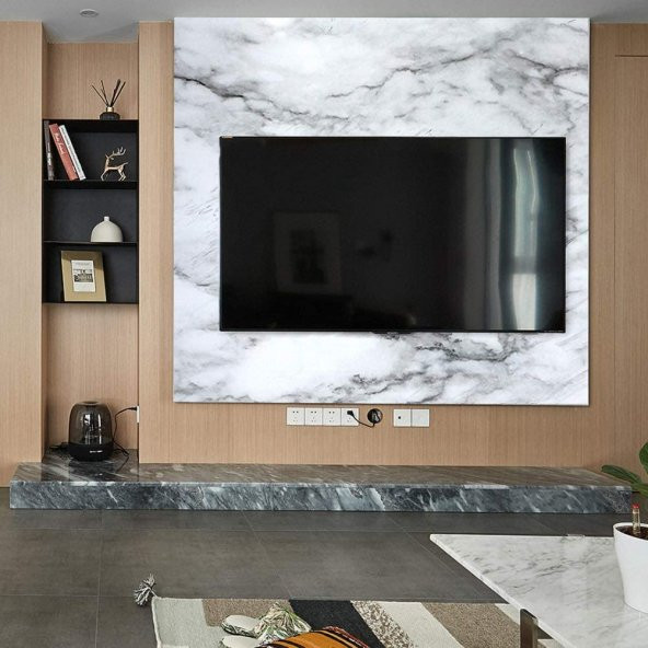 Yapışkanlı Siyah Tonlu 5 M X 60 Cm Mermer Folyo Kaplama Kağıdı Mutfak Tezgah Dolap Banyo Masa - 2