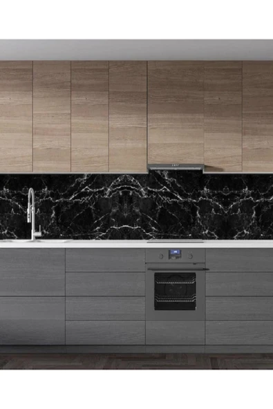 Horasan Ticaret Mermer Desenli Siyah Tezgah Arası Folyo Kaplama 5 Metre Tezgah Dolap Mutfak Kağıdı Yapışkanlı