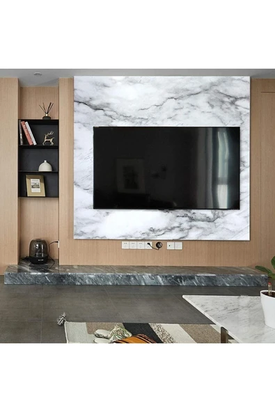 Horasan Ticaret Yapışkanlı Siyah Tonlu 5 M X 60 Cm Mermer Folyo Kaplama Kağıdı Mutfak Tezgah Dolap Banyo Masa - 2