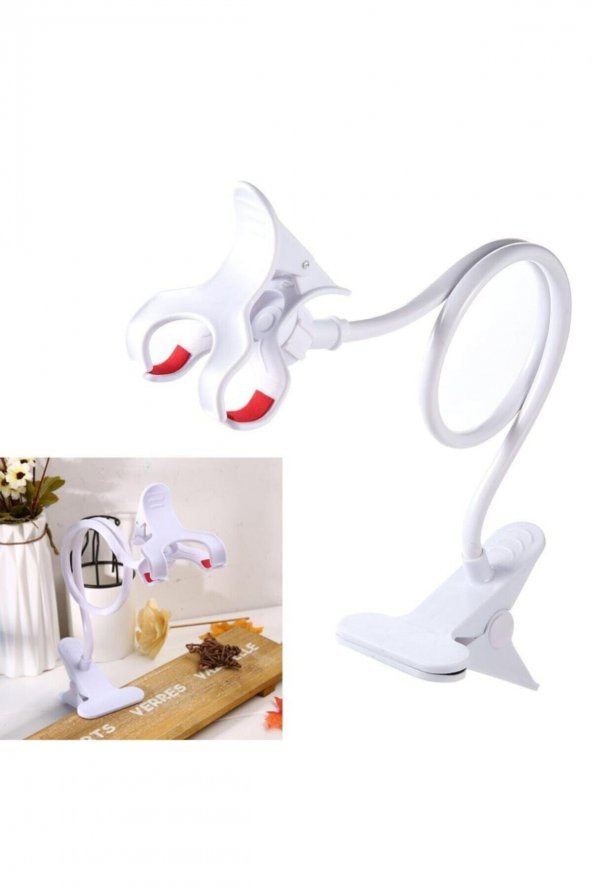 Esnek Masa Üstü Akrobat Telefon Tutucu Ofis Masa Yatak Araç Içi Akrobat-beyaz - 2
