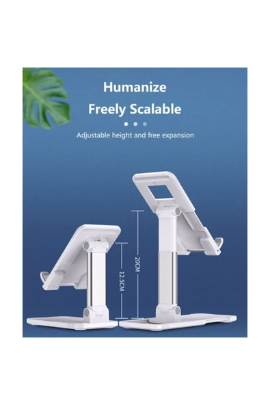 Premium Ticaret Telefon Tutucu Ve Tablet Masaüstü Standı Tutucu Portatif Ayarlanabilir Katlanır Demir Standı Beyaz - 5