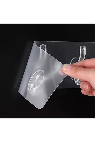 ENASHOP 5'li Kendinden Yapışkanlı Güçlü Şeffaf Askılık - Kapı Arkası Mutfak Duvar Banyo Askı - Resim 3
