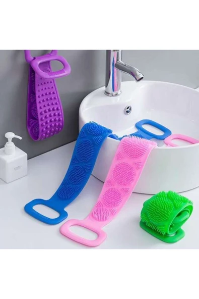 Acassia Home Çift Taraflı Banyo Sırt Kesesi Silikon Duş Lifi Fırçası 70 Cm - 2