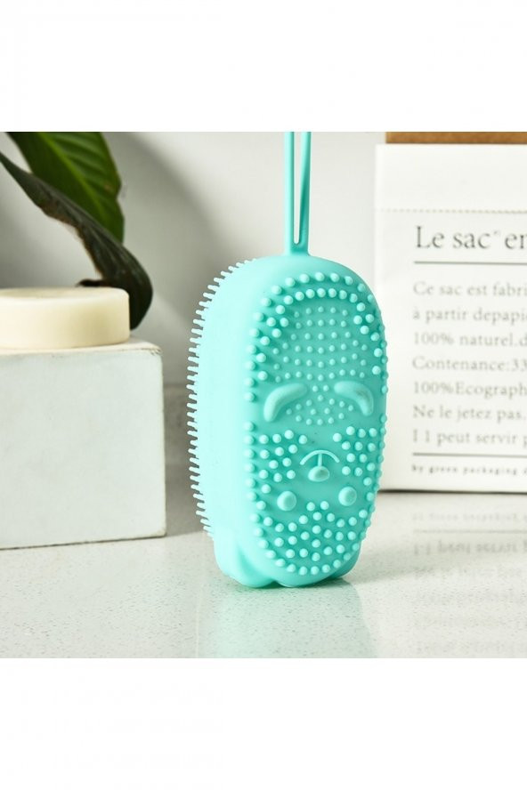 Çift Taraflı Süngerli Köpüklü Silikon Sırt Vücut Keseleme Fırçası Duş Lifi Banyo Kesesi - 3