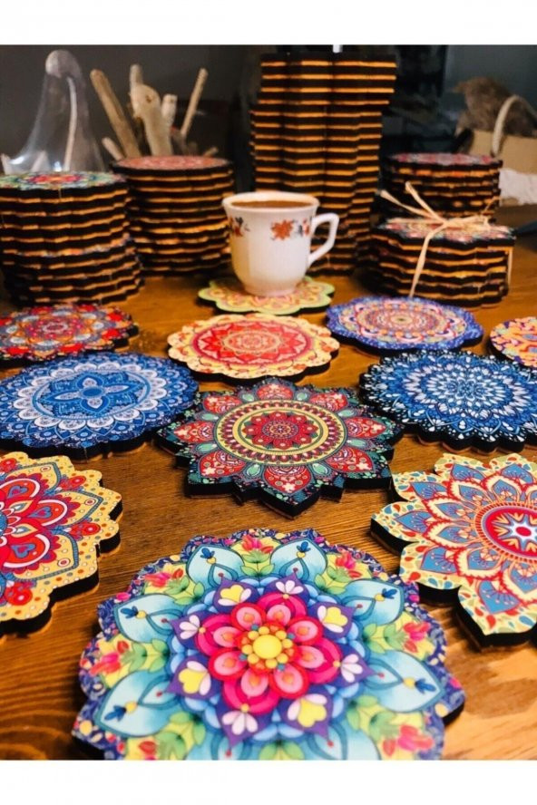 6 Adet Çini Desenli Bardak Altlığı - 2