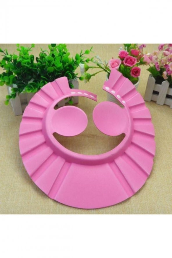 Göze Su Kaçırmaz Ayarlanabilir Bebek Banyo Şapkası Duş Başlığı Pembe Renk - 3