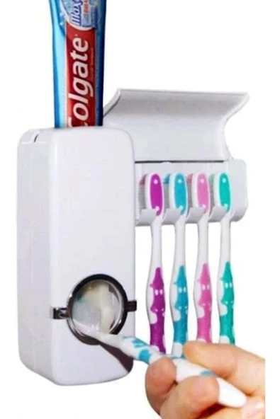 hcb ticaret Macunu Sıkacağı Ve 5'li Diş Fırçalığı Macun Sıkıcı Diş Fırçası Tutucu - 3