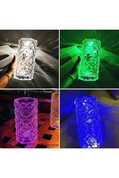 ENASHOP Kristal Akrilik Led Masa Üstü Lamba 16 Renk Uzaktan Kumandalı Dokunmatik - 4
