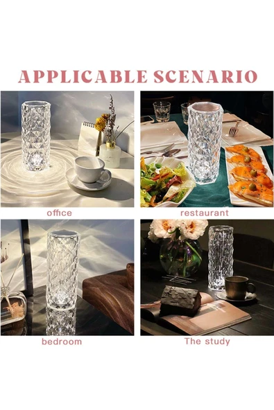 ENASHOP Kristal Akrilik Led Masa Üstü Lamba 16 Renk Uzaktan Kumandalı Dokunmatik - 5