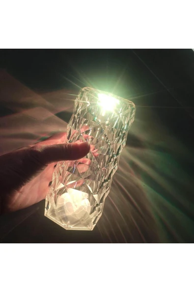 ENASHOP Kristal Akrilik Led Masa Üstü Lamba 16 Renk Uzaktan Kumandalı Dokunmatik - 2